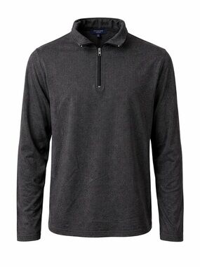 Britches Sport by Samtex Mens Medium 1/4 Zip Pullover Gray Herringbone